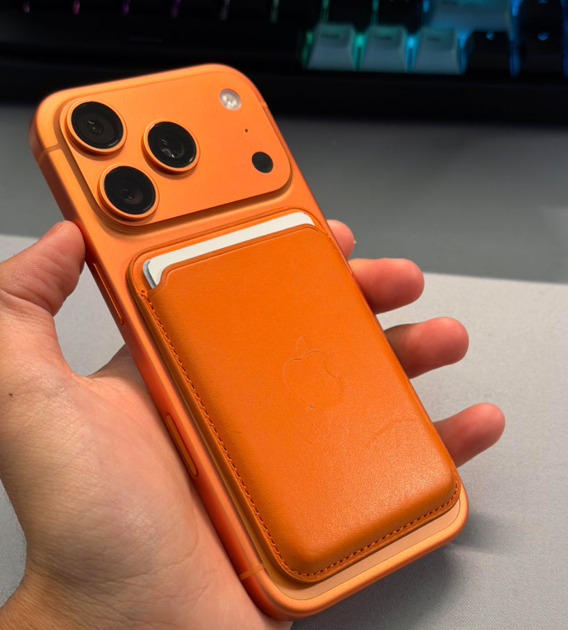 ClingWallets - Orange Leather MagSafe Wallet